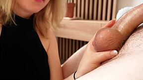 girl next door drops to knees for huge cum covered blowjob surprise