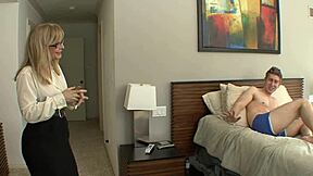 nina hartley fucks college stud's huge cock doggystyle to creampie