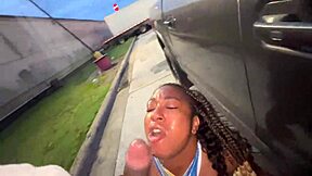 Married trucker slut chokes on my cock in the lot