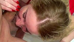 stepmom surprised me post-shower sucked dick then fucked cum tits