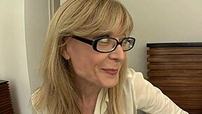 nina hartley fucks college stud's huge cock doggystyle to creampie