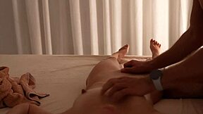 step sister begs massage then takes cock deep inside!