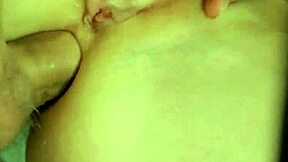 cum drenches teen's shaved ass after hardcore kitchen fuck