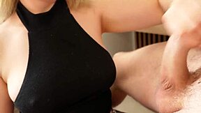 girl next door drops to knees for huge cum covered blowjob surprise