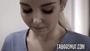 Petite Blonde Teen Threesome Bent Over with Masseuse Husband