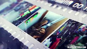 Shoplifter Winter bends over desk as cop fingers her deep