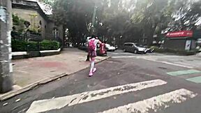 fucked a miniskirt shemale prostitute gaping her ass with monster cock