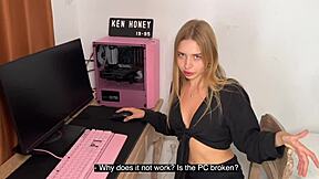 Girlfriend, isn't this skinny blonde college cutie teasing her thong panties perfectly for your outdoor camera view?