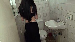 Fucking Service Employee Sneaks Bathroom Bang