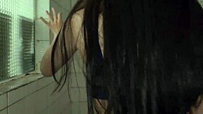 Fucking Service Employee Sneaks Bathroom Bang