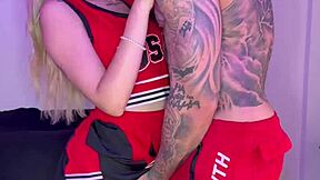 Tattooed Stud Pounds Petite Latina Student Skirt Up