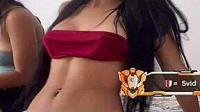 morenita colombiana shows off her petite teen tits casually