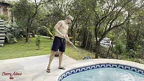 cherry adams squirts hard riding boss daughter's brazilian pussy