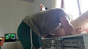 Loirinha rabuda, why not climb on the table and spread that pretty pussy wide?