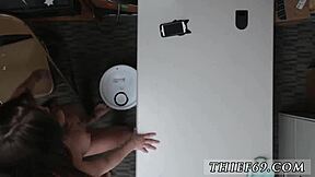 tiny teen cums hard while milf cop takes anal for petty theft