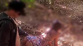 the young wife meets a stranger on the remote trail path