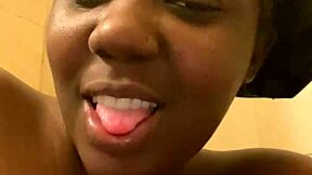 young ebony slips into shower revealing tight wet goods backstage