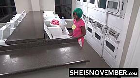 amateur ebony teen's big ass takes public anal pounding sloppy deep