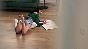 Roommate Lesbian Crushes Hard On Brunette Spy