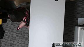 teen in shiny leggings gets rough cop gangbang after denial