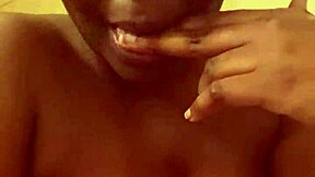 young ebony slips into shower revealing tight wet goods backstage