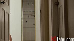 petite stepmom slut shaves pussy for son's hungry tongue dive