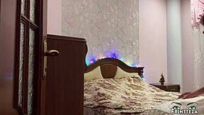 I hid in closet on christmas to fuck stepmom in shared bed