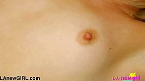 Tears well up as the dashing blonde model caresses her trembling body slowly