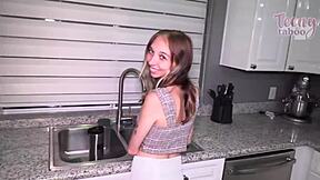 Blonde Breezy Bri sneaks taboo creampie ride with stepdad Seth!