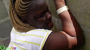 Chubby asian bent over for black cock doggystyle in uncompleted building.