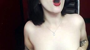 Goth Teen Deepthroats Messy While Smoking Cigarette Dildo