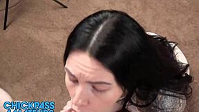 busty kendall black grabs cock for homemade pov blowjob