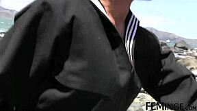 blonde lesbian licks wet pussy on her girlfriend?