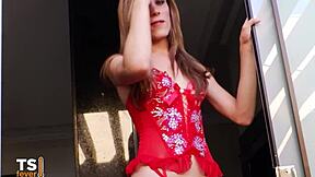 Big Dick Latina Tranny Strips Lingerie And Jerks Off