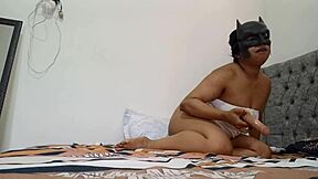 prostitute fingers juicy pussy lips moaning on bed's edge