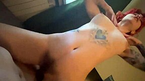 horny redhead gf hairy pussy fingered fucked doggy moans