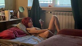 horny redhead gf hairy pussy fingered fucked doggy moans