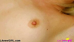 Tears well up as the dashing blonde model caresses her trembling body slowly