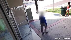 Officer Rusty catches teen shoplifter Sarah Lace stealing porn DVDs at the mall