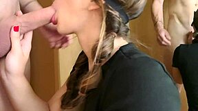 Gym couple horny post-party slams hard standing fuck