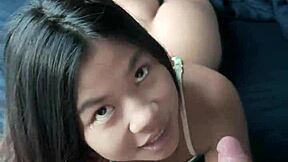 Magnifique 18yo Thai Petite Takes Huge White Cock Facial Cumshot!
