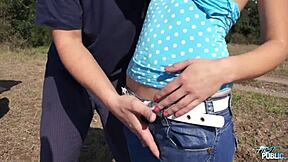horny hitchhiker begs quick roadside cunt bang cumshot!