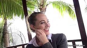 hot ass girlfriend rides cock on balcony