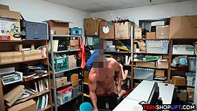 TEEN THIEF SUCKS OFF TWO GUARDS In Deal-Making 3some Blowbang!