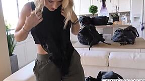 Check out Carmen's big natural tits and curvy ass in this lingerie casting blowjob tryout