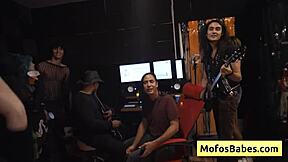 Horny big naturals brunette, ready for sound engineer's deep pounding? Nia Bleu seduces Brett Maker