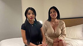 19yo teen huge tits brings stepmom to casting