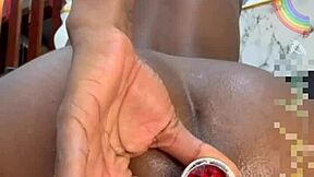 Morenita's Huge Dildo Destroys Tight Ass