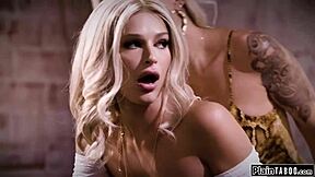 blonde teen licks busty milf boss pussy 😍 interview fun