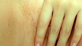 Juicy pink pussy lips clit throb in closeup masturbation orgasm